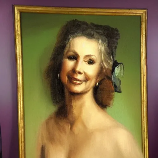 Prompt: of a oil painting of olivia newton john in the style of rembrandt