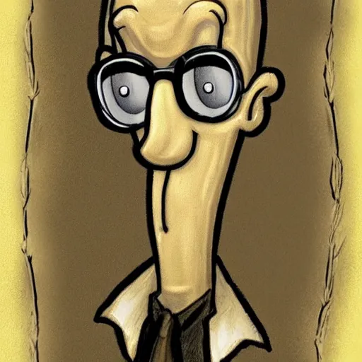 Image similar to handsome squidward portrait, realistic, cartoon, vivid