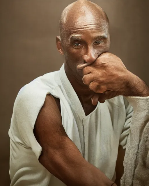 Image similar to portrait of kobe bryant, peaceful, old and wrinkled, photography by steve mccurry, trending on artstation