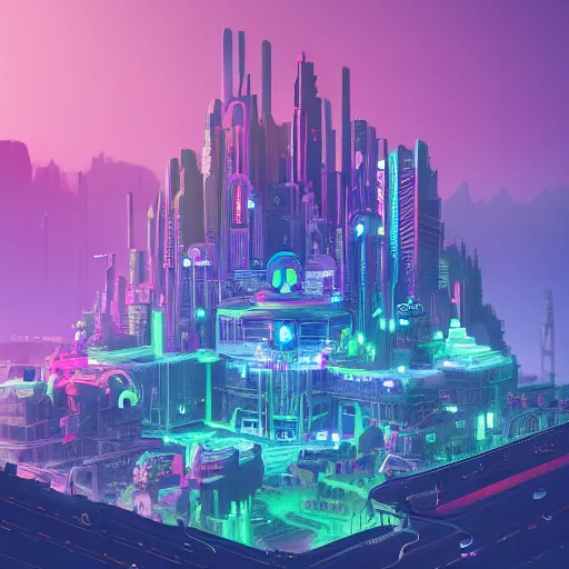 Prompt: a beautiful matte masterpiece of the underworld paradise city by beeple and stephanie law, trending on artstation, featured on behance, intricate, rectilinear. : 1