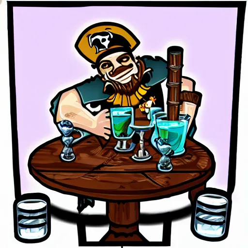Image similar to important pirates drinking grog in a tavern table 16 bit