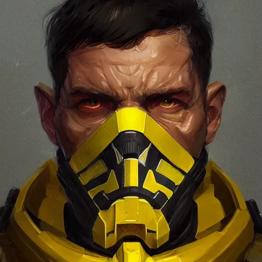 Prompt: portrait of a man by greg rutkowski, a soldier of the eternal sith empire, wearing a black and yellow tactical gear, star wars expanded universe, highly detailed portrait, digital painting, artstation, concept art, smooth, sharp foccus ilustration, artstation hq