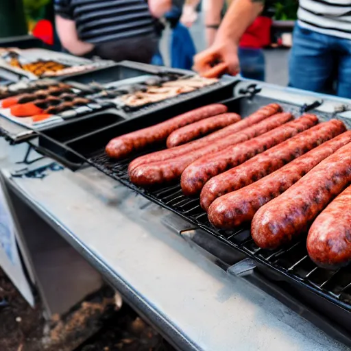 Prompt: bunnings sausage sizzle in hell, canon eos r 3, f / 1. 4, iso 2 0 0, 1 / 1 6 0 s, 8 k, raw, unedited, symmetrical balance, in - frame