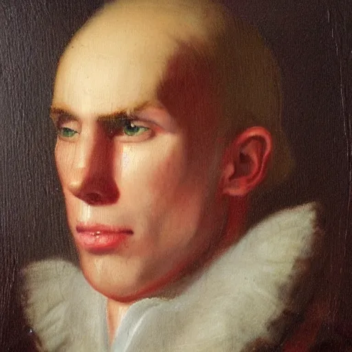 Image similar to An 18th century oil painting of Jerma985, portrait of Jerma985, grainy, realistic, very realistic, hyperrealistic, highly detailed, very detailed, extremely detailed, very neat, very epic, very cool, detailed, trending on artstation