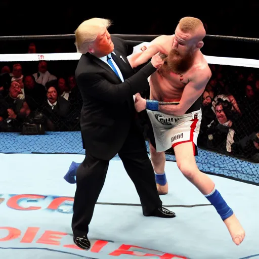 Image similar to Donald Trump fighting Conor McGregor at Madison Square Garden