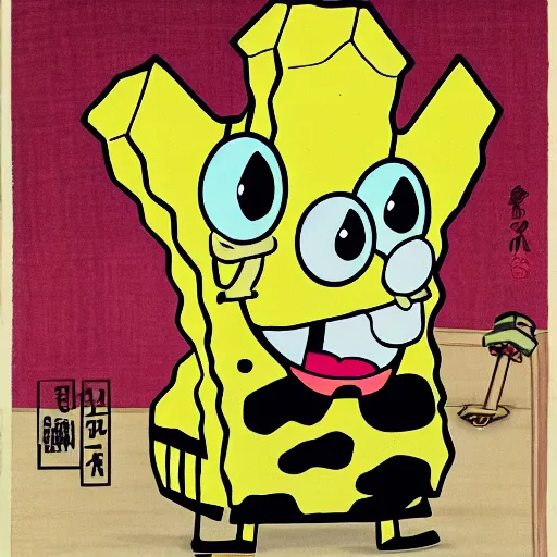 Image similar to portrait of spongebob squarepants, edo style