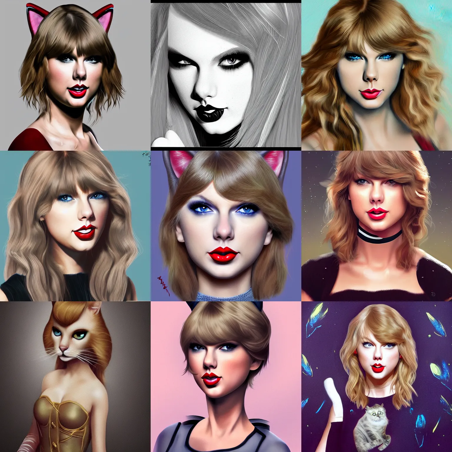 Prompt: Taylor Swift as a cat, trending on artstation