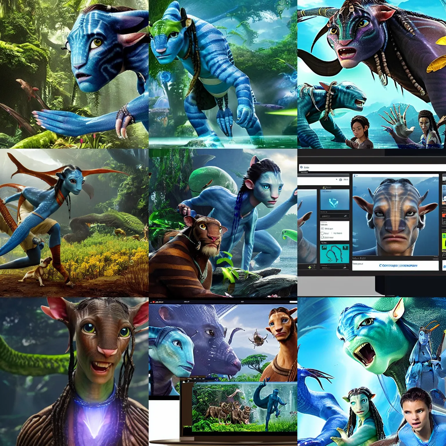 Prompt: a computer interface for a machine to identify creatures from the movie Avatar