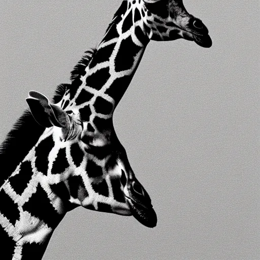 Image similar to a giraffe with sunken black spots, recessed, skeletal