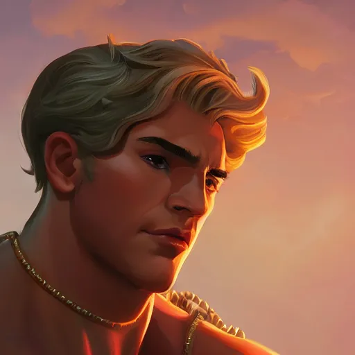 Image similar to Portrait of Achilles, the legendary greek demigod, mattepainting concept Blizzard pixar maya engine on stylized background splash comics global illumination lighting artstation lois van baarle, ilya kuvshinov, rossdraws