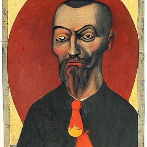 Image similar to portrait of alexander abdulov, with a red eyes, satanic body, head of old man