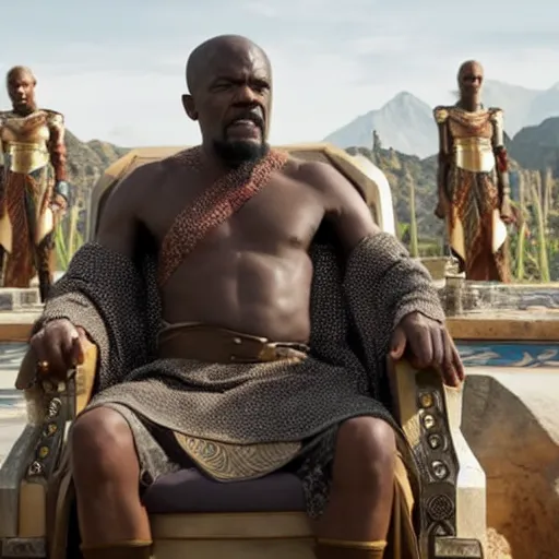 Prompt: film still of Sam Jackson as T’Chaka in Black Panther