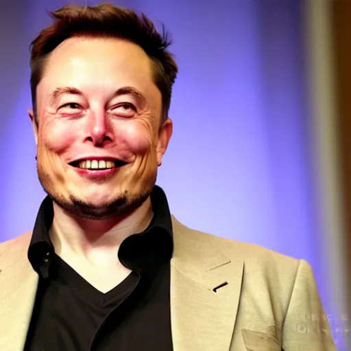 Image similar to elon musk standing and smiling in a headless robot costume. ai day