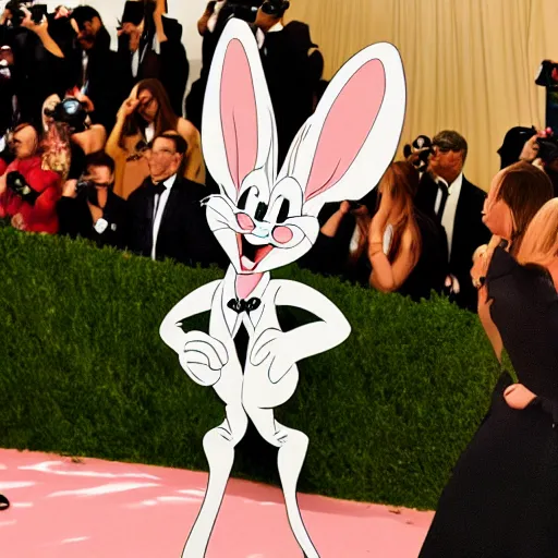 Image similar to photo of bugs bunny at the met gala