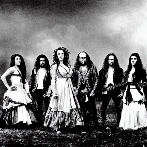 Prompt: professional photograph of within temptation at Woodstock in 1720