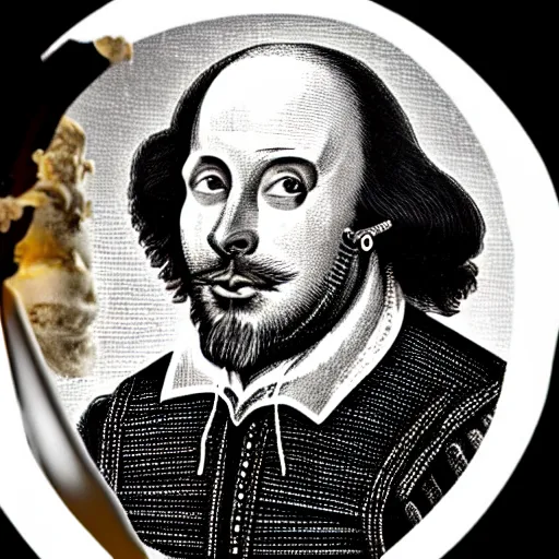 Prompt: william shakespeare enjoying a comically huge bowl of ice cream