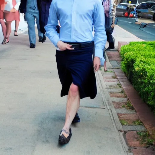 Image similar to ben shapiro wearing a fancy skirt, hd candid photography