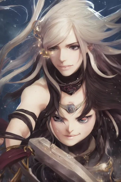 Prompt: beautiful attrative face female pirate with torrent and black magic around her, light flowing hair, anime key visual, absurdly beautiful, highly detailed, sharp focus, concept art, granblue fantasy, anime by serafleur / d pin / rongzhen luo / mingdosa / ruan jia / gemi ningen
