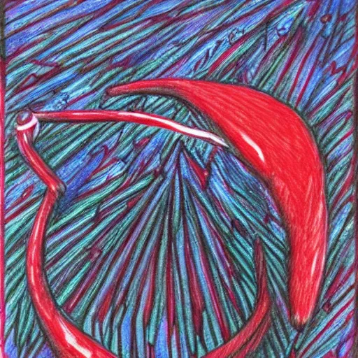 Prompt: red ballpoint pen drawing outsider art