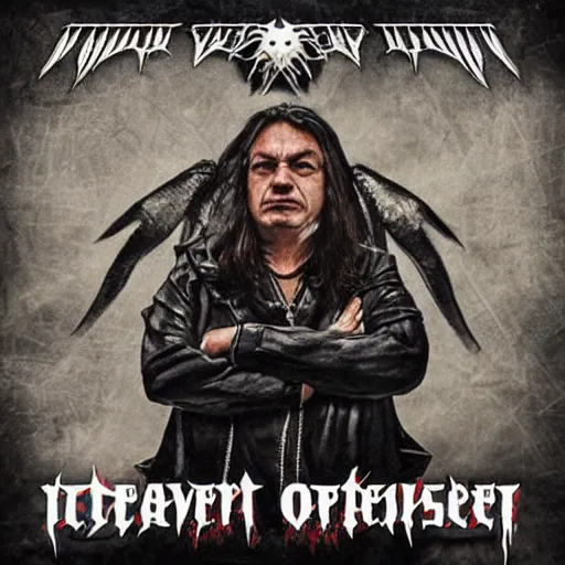 Prompt: heavy metal album cover of viktor orban