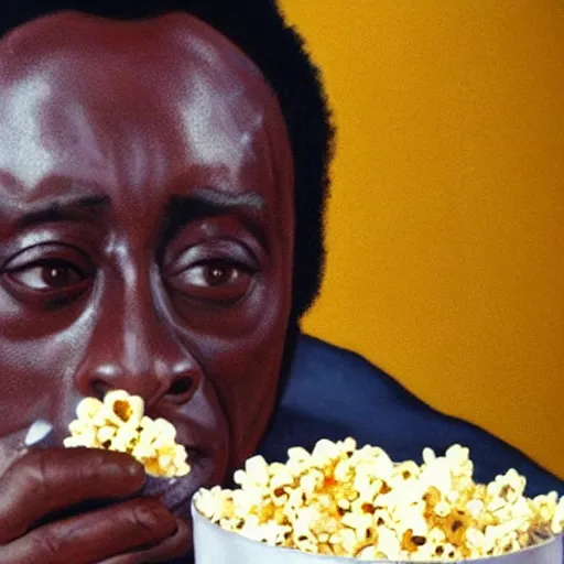 Image similar to miles davis eating popcorn, photorealistic, hd, 4 k, award - winning