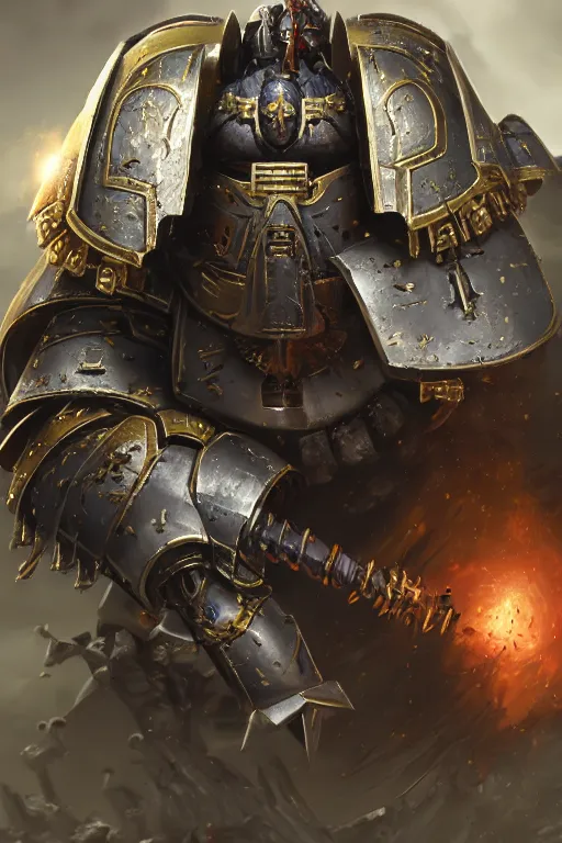 Image similar to armor portrait heros warhammer 4 0 k horus heresy fanart - the primarchs emperor by johannes helgeson animated with vfx concept artist & illustrator global illumination ray tracing hdr fanart arstation zbrush central hardmesh 8 k octane renderer comics stylized