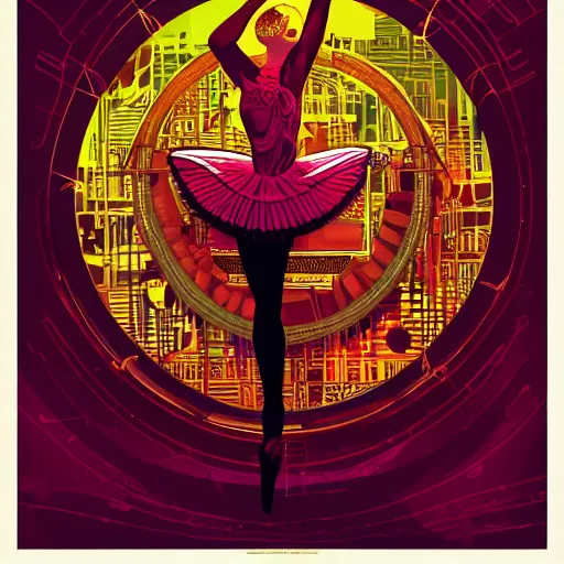 Image similar to a poster of a ballerina an album cover by kilian eng, behance contest winner, afrofuturism, circuitry, artwork, adafruit