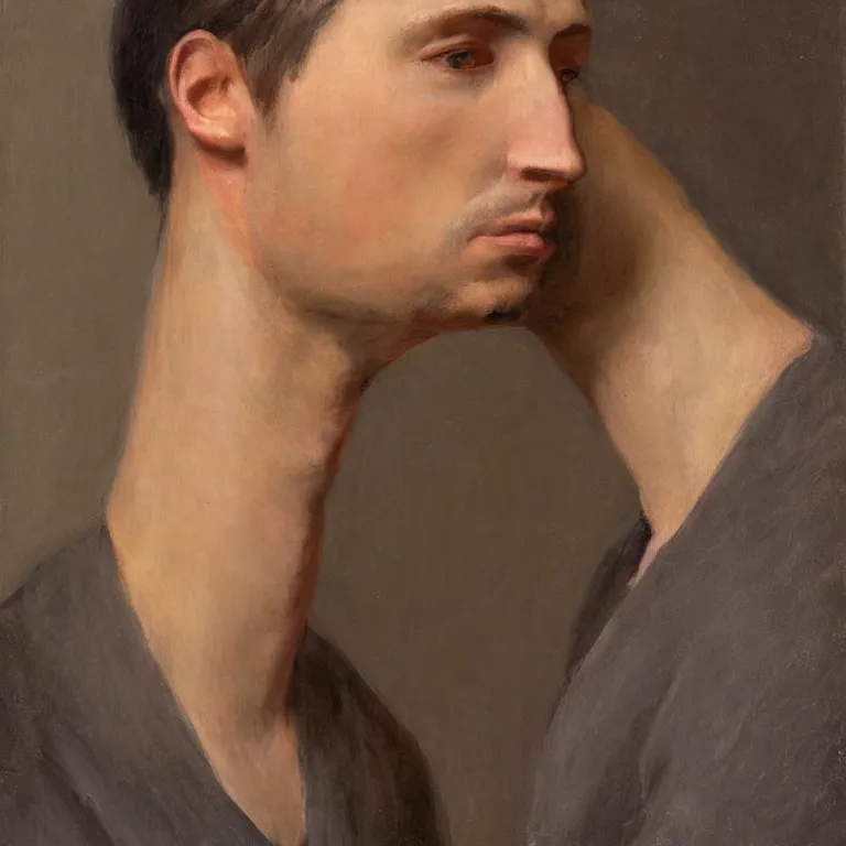 Prompt: portrait of a man with a 6 foot long neck