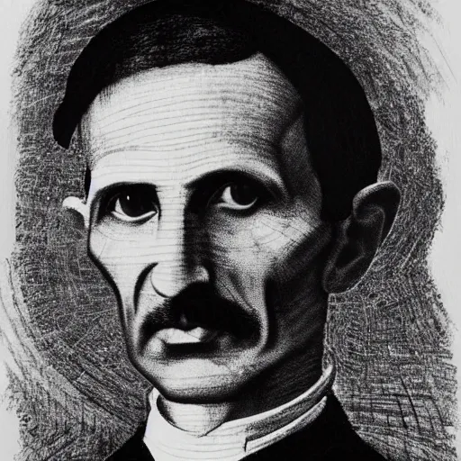 Prompt: painting of nikola tesla by leonardo da vinci