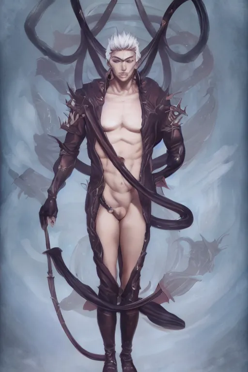 Prompt: anime manga male ursula, straight on, by artgerm, james jean, tom bagshaw, gerald brom, 4 k, smooth, hd, substance designer render, full body character concept art, concept art, symmetrical,