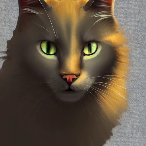 Image similar to Lunatic cat, concept art, arcane style, portrait