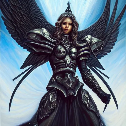 Image similar to portrait painting of a fallen angel paladin, sharp focus, high symmetry, award - winning, trending on artstation, masterpiece, highly detailed, intricate. art by terese nielsen