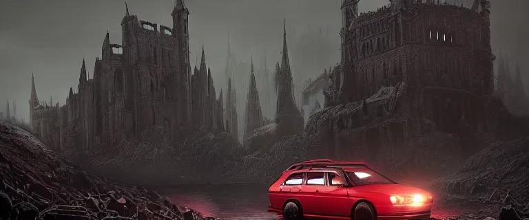 Prompt: Audi A4 B6 Avant Technical (2002), Dark Souls 3, a grim fantasy, Anor Londo, dramatic lighting, cinematic, establishing shot, extremely high detail, photorealistic, cinematic lighting, artstation, by simon stalenhag