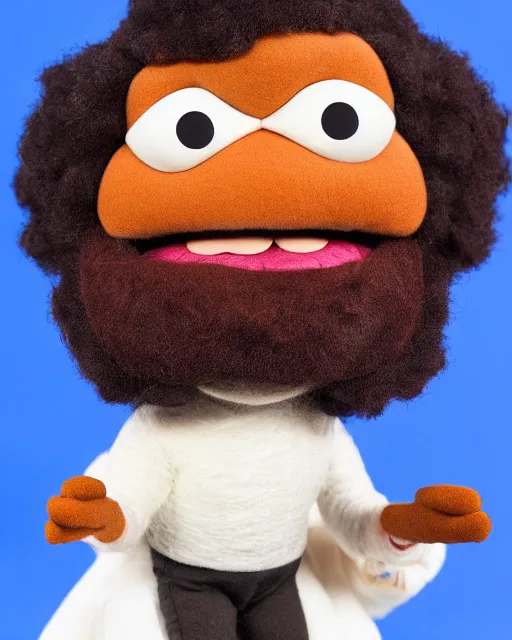 Image similar to craig robinson as a muppet. highly detailed felt. hyper real photo. 4 k.