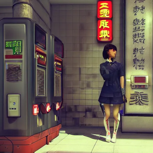 Prompt: a chinese woman at a gas station, video game, 3 d render, source engine, half life 2, portal 2, gmod, portrait, fashion photography, by david bailey, mario testino, davide sorrenti