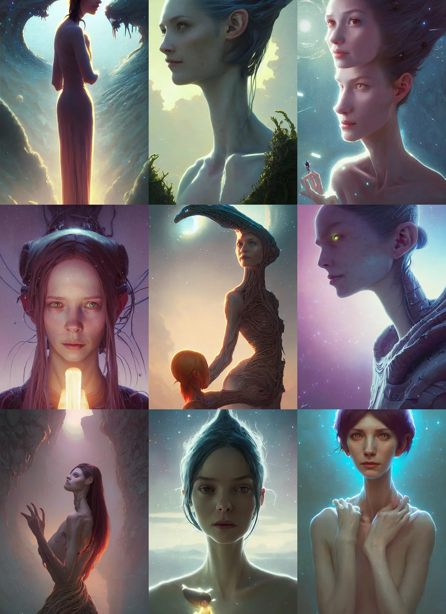 Prompt: portrait of an alien girl with an impossibly long neck, stephen bliss, unreal engine, fantasy art by greg rutkowski, loish, rhads, ferdinand knab, makoto shinkai and lois van baarle, ilya kuvshinov, rossdraws, tom bagshaw, alphonse mucha, global illumination, radiant light, detailed and intricate environment