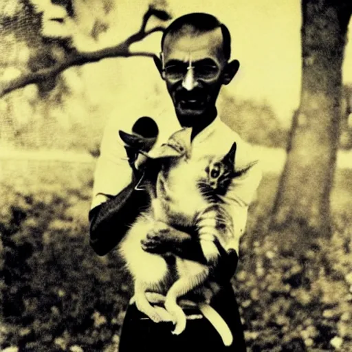 Prompt: Mahatma Ghandi saving a kitten that was stuck in a tree