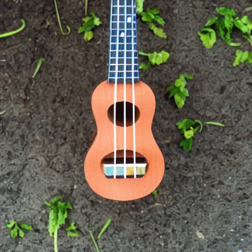 Prompt: ukulele in shape of a beer