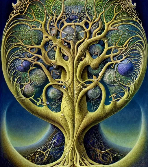 Image similar to tree of life by roger dean and andrew ferez, art forms of nature by ernst haeckel, divine chaos engine, symbolist, visionary, art nouveau, botanical fractal structures, organic, detailed, realistic, surreality