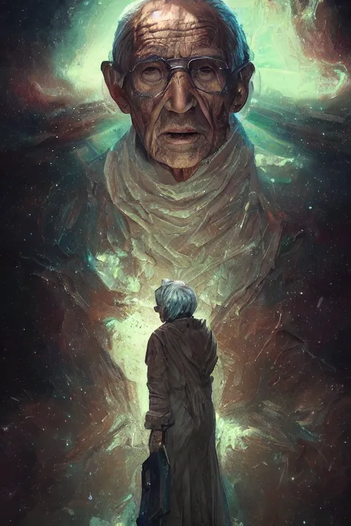 Image similar to the look of an elderly person 4 2 8 8 full of wrinkles and imperfections by artgem and greg rutkowski, highly detailed, high contrast, light reflection, trippy, nebula, trending on artstation