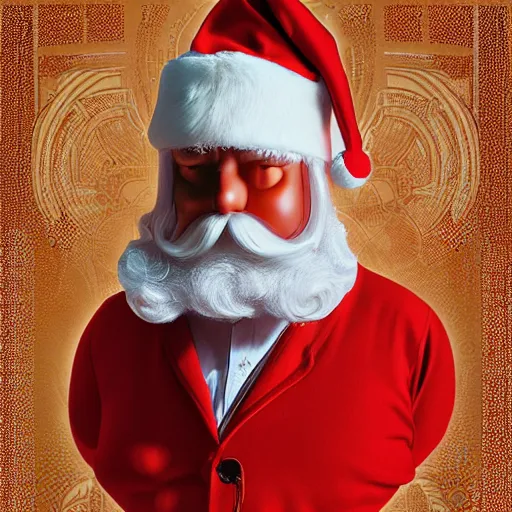 Prompt: a portrait of santa claus dressed as sigmun freud, 4 k, ultra detailed, by shepard fairey and beeple