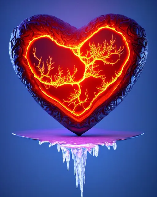 Image similar to 3 d render of beautiful ornate carved water heart, sigma 5 0 0 mm f / 5. beautiful intricate highly detailed heart, plasma, lava, ice, water, wind, creature, thunderstorm! artwork by tooth wu and wlop and beeple and greg rutkowski, 8 k trending on artstation