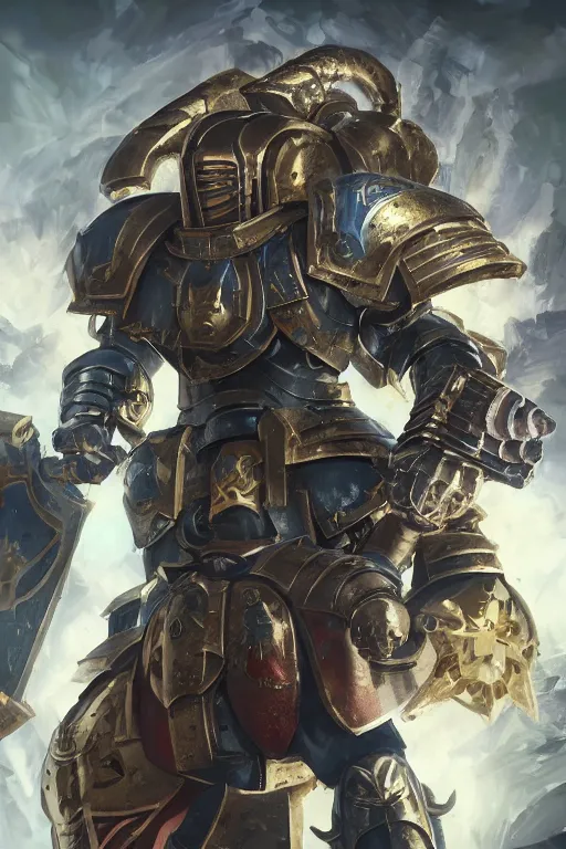 Image similar to armor portrait heros warhammer 4 0 k horus heresy fanart - the primarchs emperor by johannes helgeson animated with vfx concept artist & illustrator global illumination ray tracing hdr fanart arstation zbrush central hardmesh 8 k octane renderer comics stylized