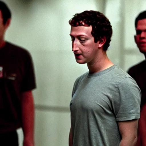 Image similar to mark zuckerberg inspecting the failed clones experiments of himself from the movie Alien Resurrection directed by Jean-Pierre Jeunet.