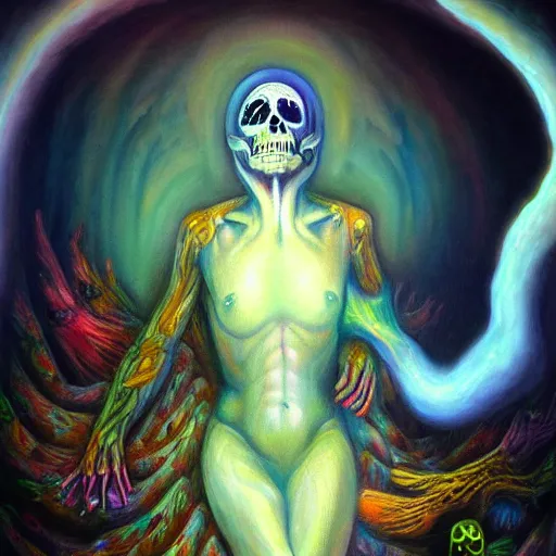 Image similar to brining healing to the underworld astral realm death journey in oil painting, trending on artstation, award winning, emotional, highly detailed dark surrealist art