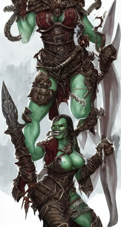 Image similar to dungeons and dragons beautiful orc lady