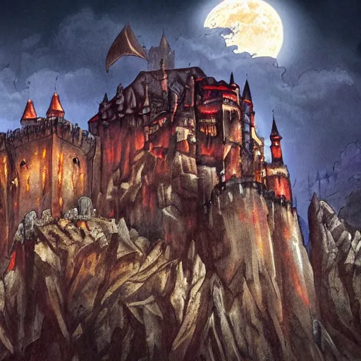 Prompt: the castle of dracula, castlevania, artfoundy, digital art