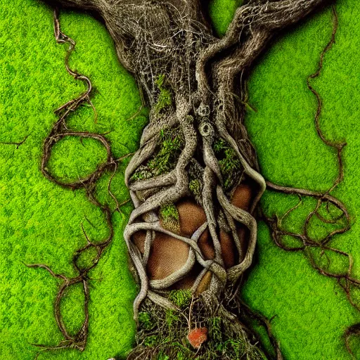 Image similar to a portrait of a tree man, roots, vines, moss