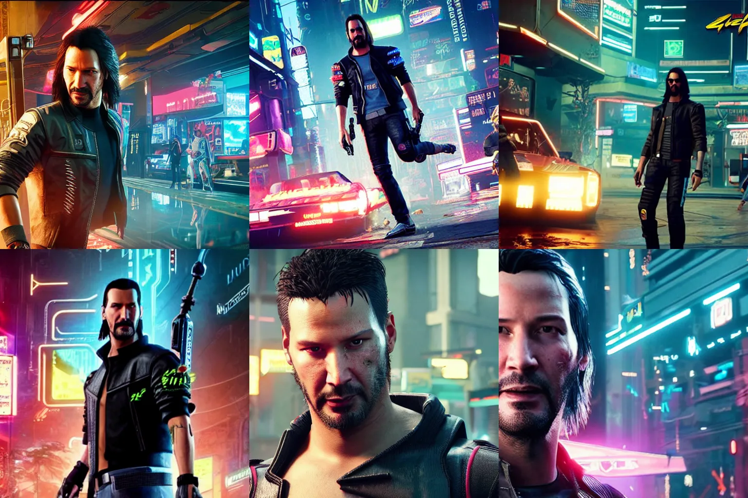 Prompt: photo of a Keanu Reaves in the Cyberpunk 2077 game