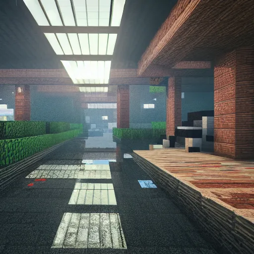 Rainy day in minecraft, raytracing, 8k, octane render